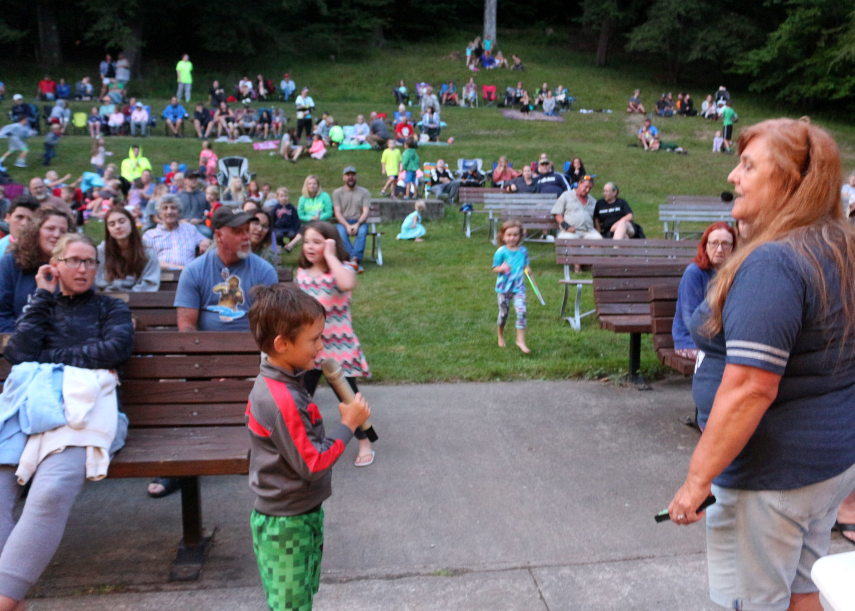 Sally Marsh sings during weekly Hootenanny in Allegany State Park